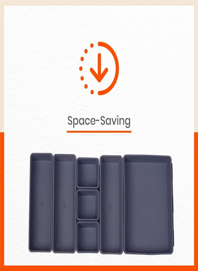 Bathla منظم تخزين باثلا - 8 قطع | منظم مطبخ | صينية تنظيم مكياج | منظم أدراج مكتب متشابك | فواصل أدراج بلاستيكية متعددة الأغراض | حامل أدوات مكتبية وأدوات مائدة | دخاني - Image 5